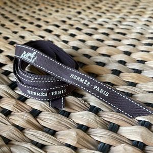 Hermès Paris brown embroidered ribbon